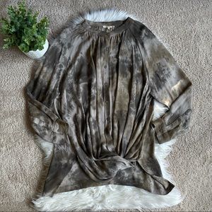 Gold Hawk Tie-Dye Silk Blouse